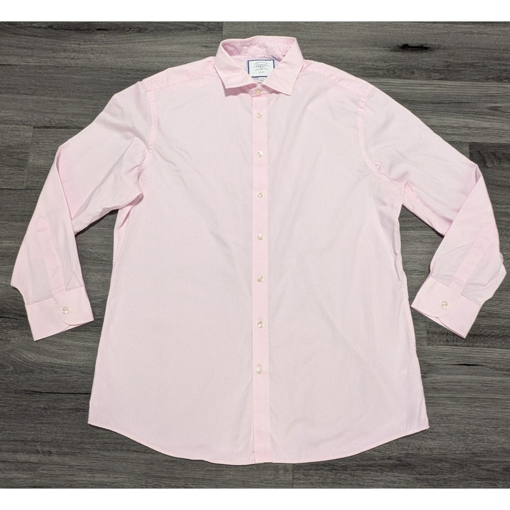 Charles Tyrwhitt Men's Pink Striped Slim Fit Non Iron Dress Shirt Size‎ 17.5-35
